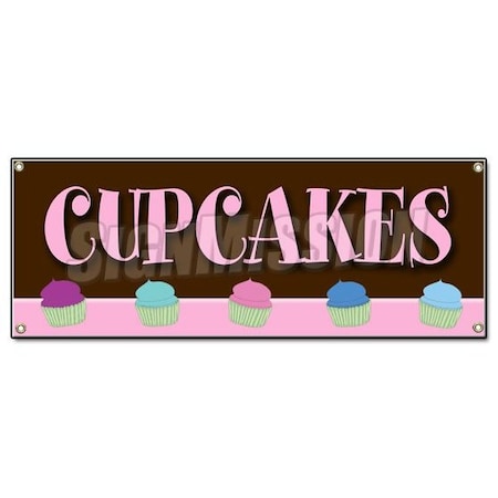 Cupcakes Banner Heavy Duty 13 Oz Vinyl With Grommets Single Sided